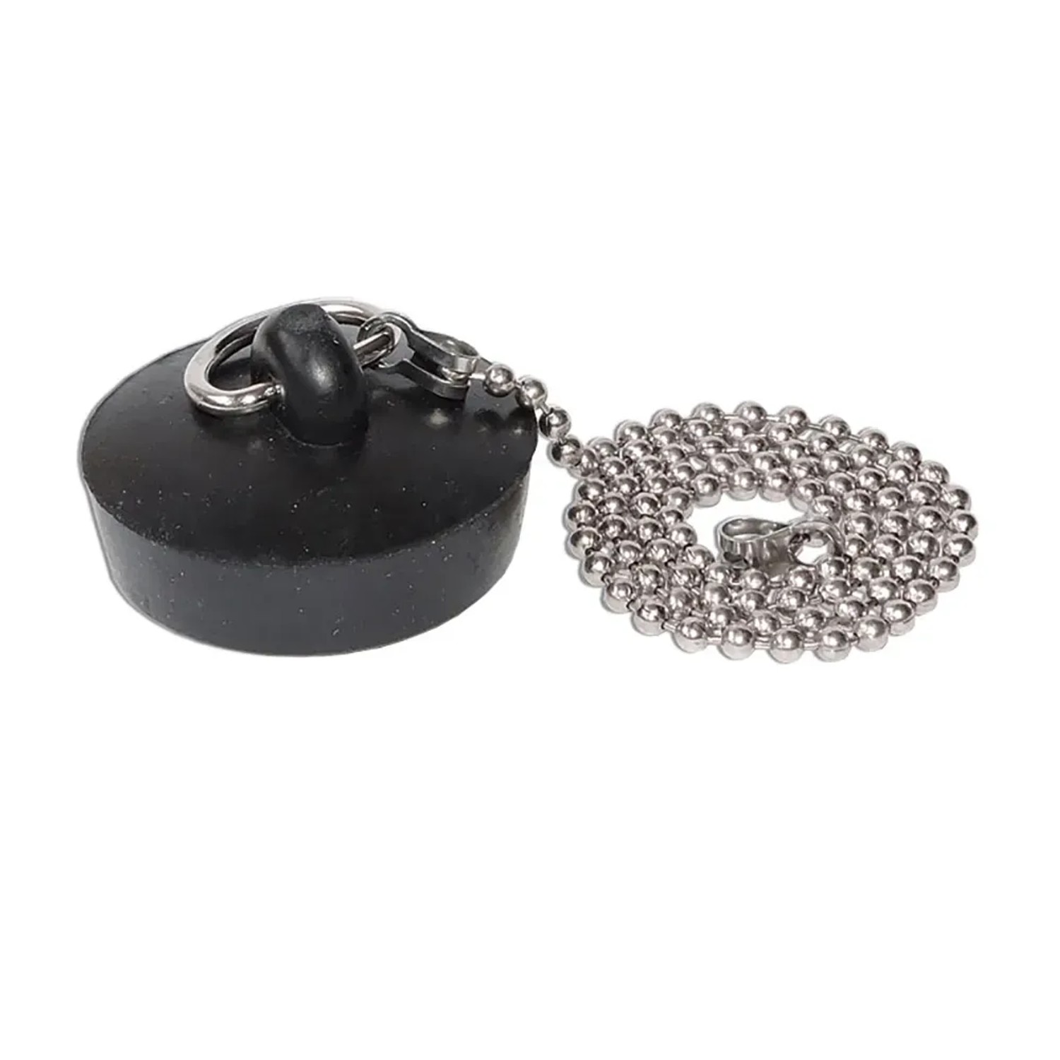 E-shop Drezová zátka priemer 43 mm s retiazkou, čierna