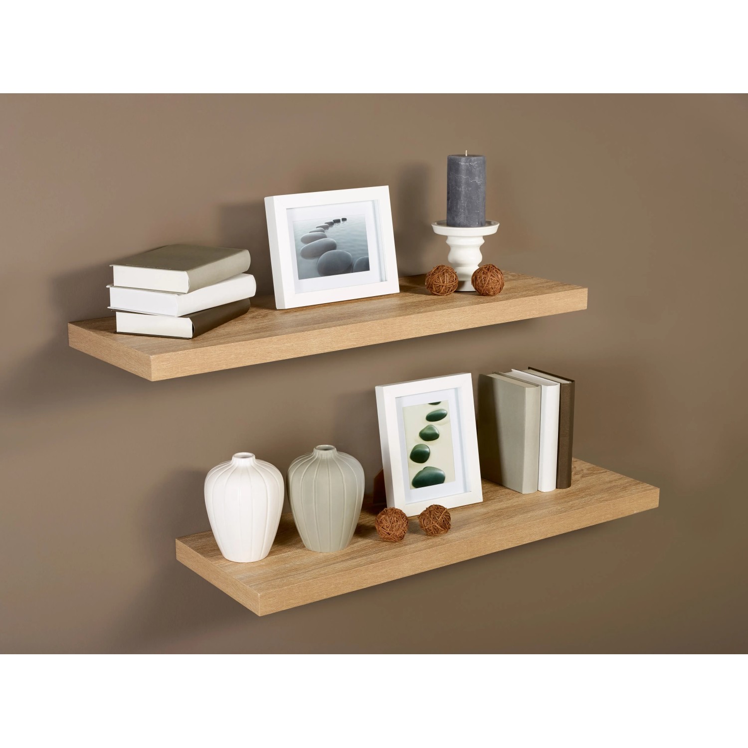 E-shop OBI Nástenný regál Valbonne 59,5 cm x 23,5 cm x 3,8 cm dub svetlý