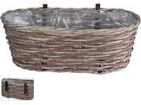 Závesný kvetináč drevený, sivý, 45 x 21 x 16 cm