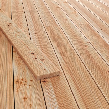 Terasová doska čiastočne drážkovaná/hladká smrekovec 28 x 145 x 2000 mm