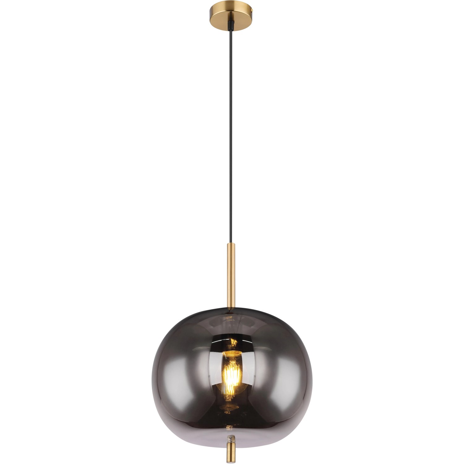 E-shop GLOBO Závesné svietidlo BLACKY I mosadzná/dymová E27 60 W pr. 300 x 1200 mm