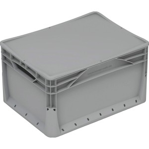 Sivý box Eurobox-System (40x30x22 cm) s plnou stenou. Úložný box pre modulárne systémy.