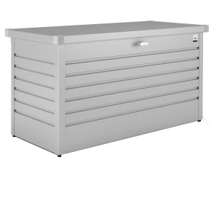 Biohort Freizeitbox 130, strieborná metalíza, univerzálny kovový box so zámkom a plynovou pružinou.