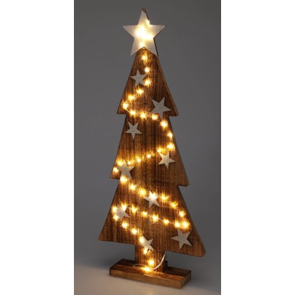 Drevený vianočný stromček s osvetlením 50 LED teplá biela, 25 x 6 x 54 cm