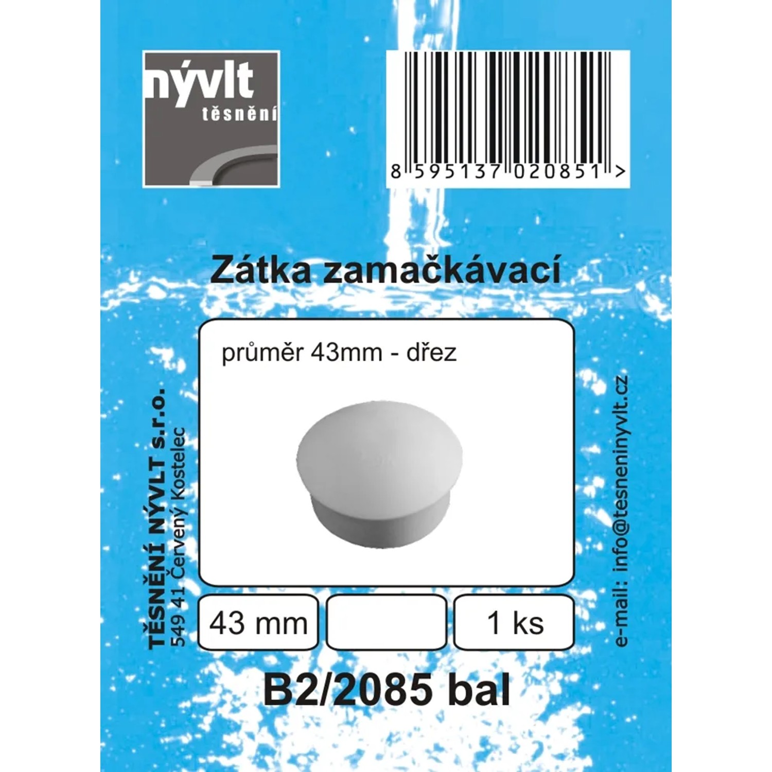 E-shop Drezová zátka priemer 42 mm zatláčacia mechanická 6/4"