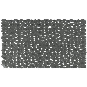 Antracitová podložka do vane Spirella Riverstone, 75x36 cm, vzhľad kameňa pre bezpečné držanie vo vani.