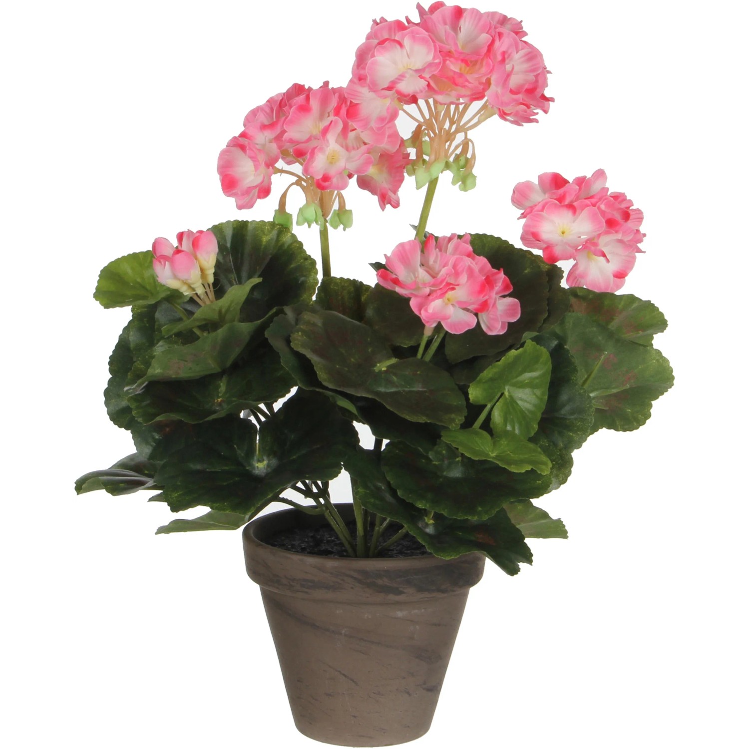 E-shop Mica Decorations Umelá kvetina pakosť v kvetináči, 34 cm, ružová/biela, pr. 20cm