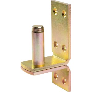 Žlto pozinkovaný naskrutkovací záves D1, 116x40 mm, čap Ø 16 mm, na upevnenie vratových pántov.