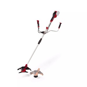 Akumulátorový vyžínač Einhell Agillo Power X-Change Solo, červeno-strieborný, s nožom a strunou.