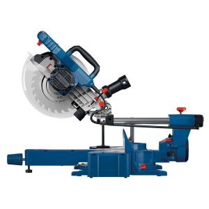 Pokosová píla Bosch Professional GCM 305-216 S v modrej a striebornej farbe.
