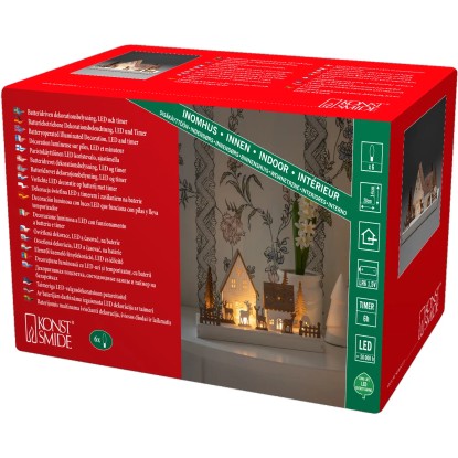 Konstsmide LED drevená silueta lesné domčeky so sobmi