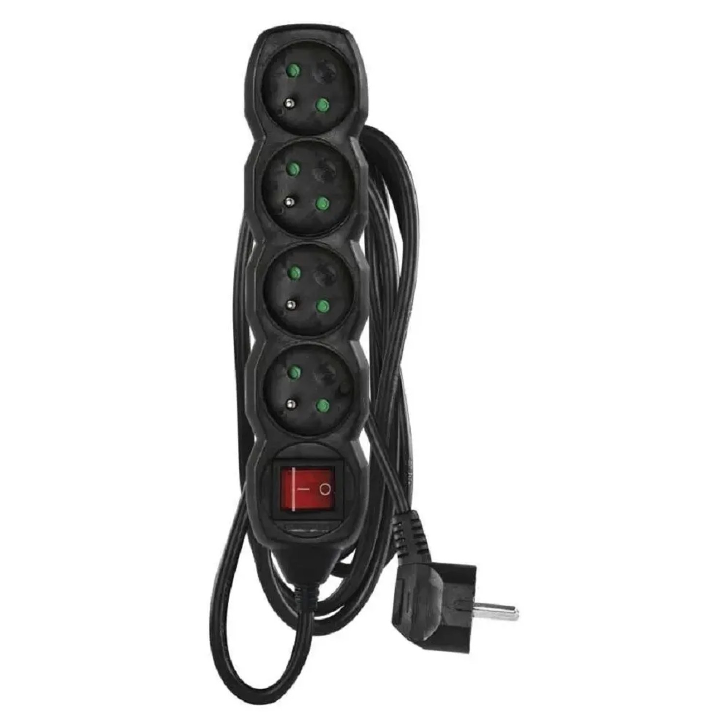 E-shop EMOS Predlžovací kábel s vypínačom čierny, 4 zásuvky, max. 10 A/2300 W, 3 m