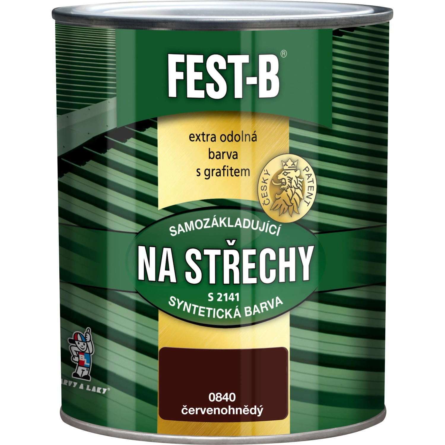 E-shop FEST-B Antikorózny náter na železo 2v1 na strechy S2141, 0840 červenohn., 800 g