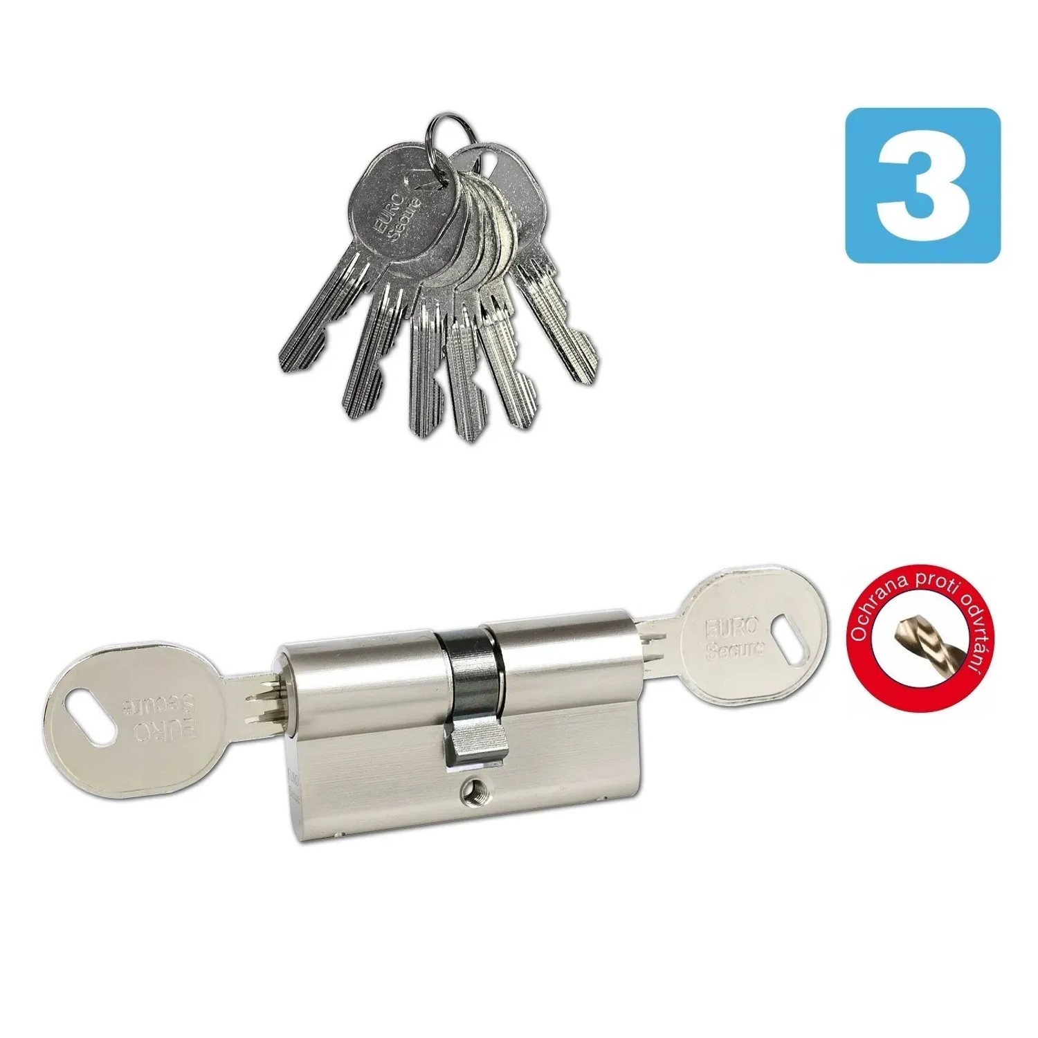 E-shop Richter Czech EURO Secure Bezpečnostná vložka 30/35BSZ, 6 kľúčov, matný nikel