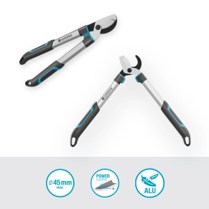 Záhradné nožnice na konáre Gardena EasyCut S s obtokovým strihom, hliníkovými pákami a povrchovou úpravou PowerCoating.