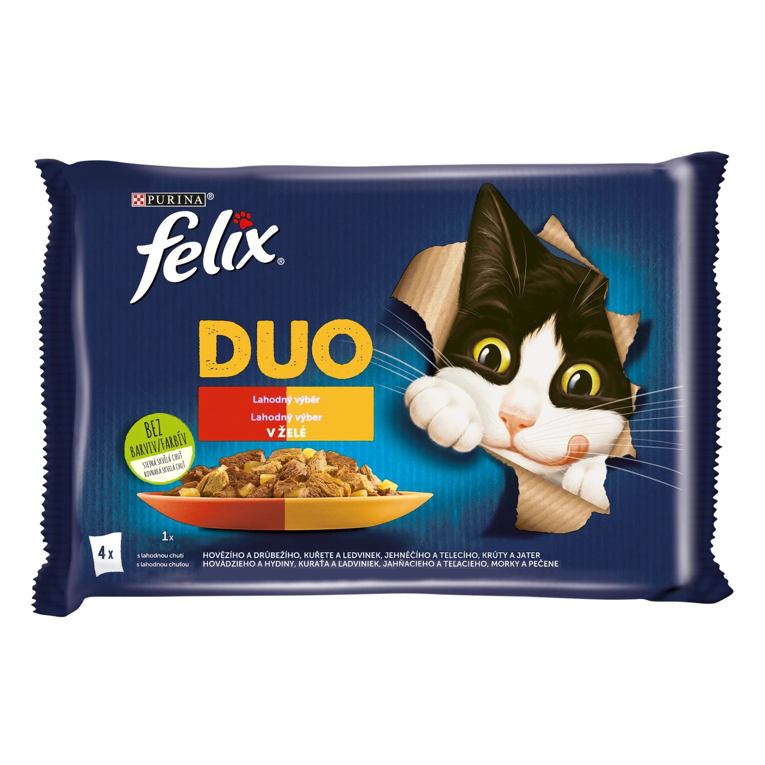 E-shop Felix Fantastic DUO Kapsičky pre mačky hovädzie/kuracie,kuracie/oblička,ai.4x85g