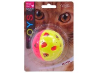 Magic Cat Goods Plastová dierovaná loptička Jumbo s rolničkou, neónová, pr. 6 cm