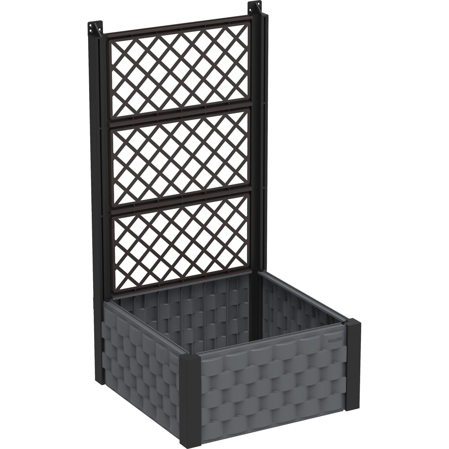 E-shop Duramax Hranatý kvetináč na popínavé rastliny s mriežkou antracitový 55 cm x 55
