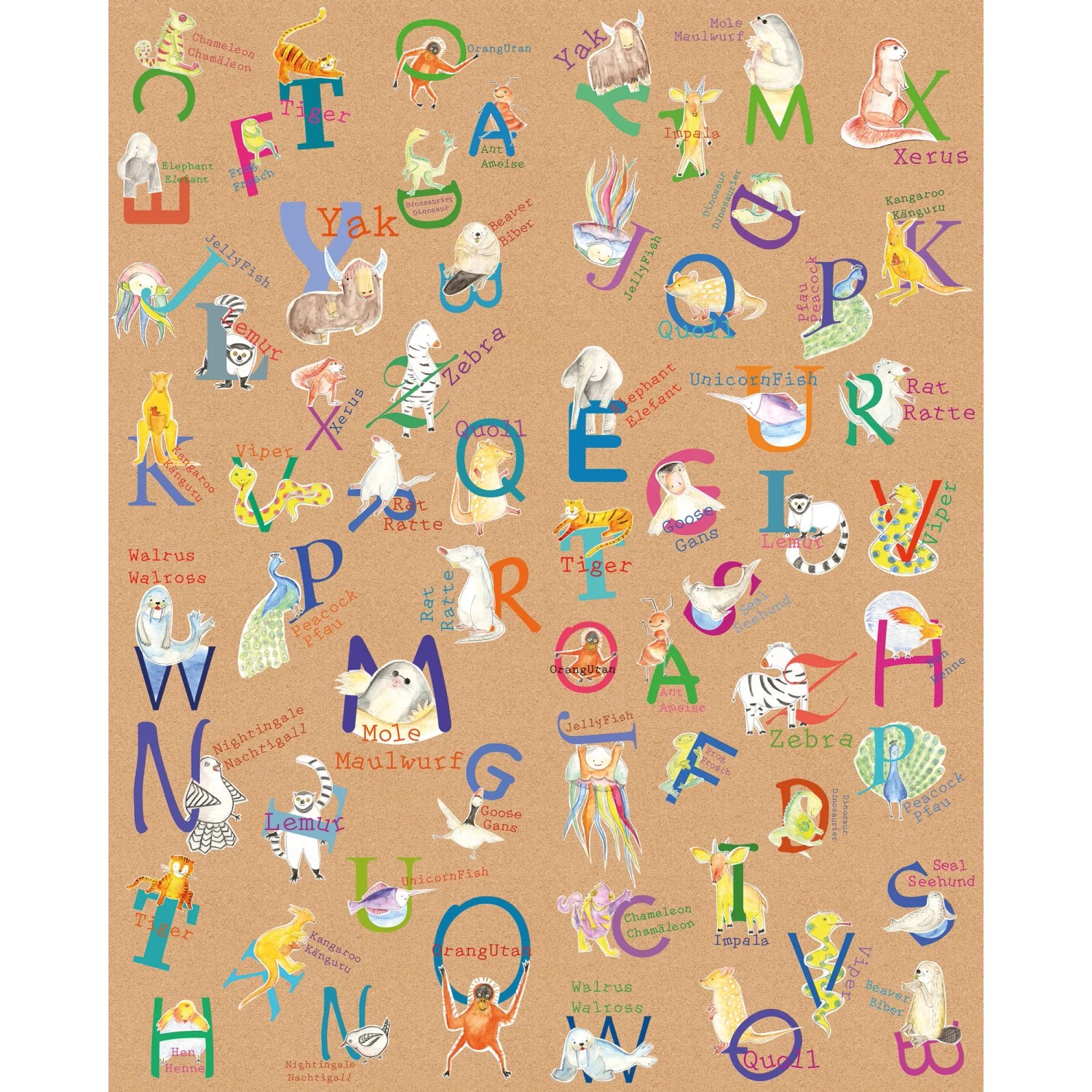 E-shop Komar Vliesová fototapeta Animals A-Z 200 x 250 cm