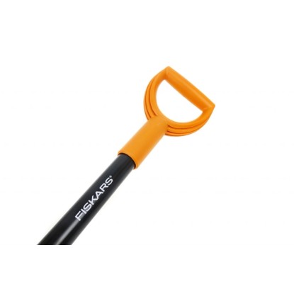 Rýľ špicatý Fiskars Solid so záhradnou lopatou, rukoväťou D a čiernou násadou.