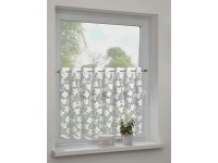 Sehlbach Vitrážová záclona so skrytými pútkami, kvety, biela, 140 x 80 cm