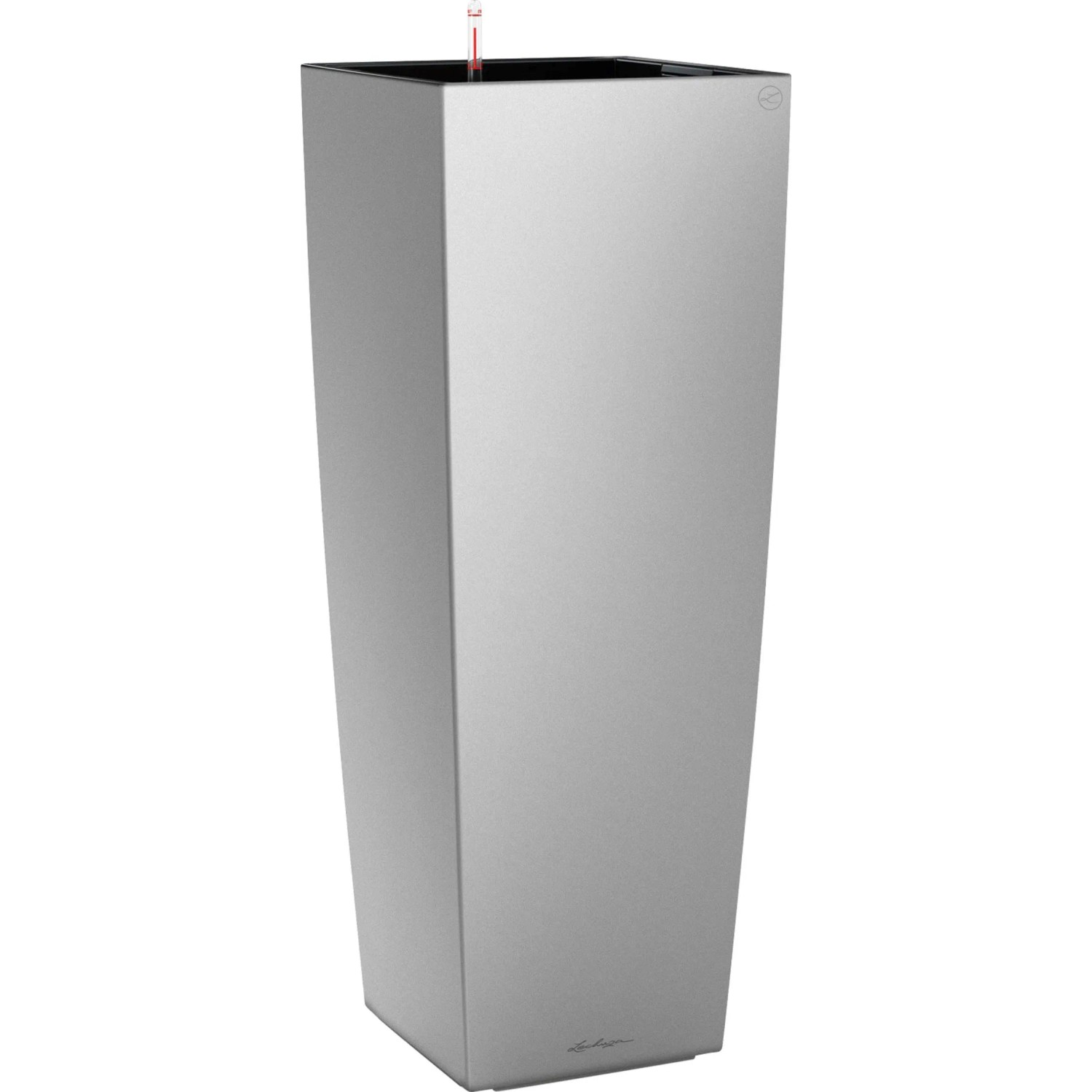 E-shop Lechuza Kvetináč Cubico Alto Premium, strieborná metalická, 40 x 40 x 105 cm