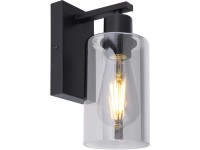 GLOBO Nástenné svietidlo HADERA čierna/dymová E27 60 W 100 x 230 x 150 mm