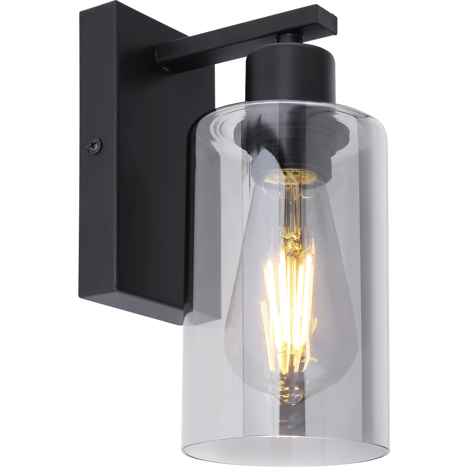 E-shop GLOBO Nástenné svietidlo HADERA čierna/dymová E27 60 W 100 x 230 x 150 mm