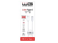 WG Dátový kábel USB-A/type-C, 3 A, biely, 2 m