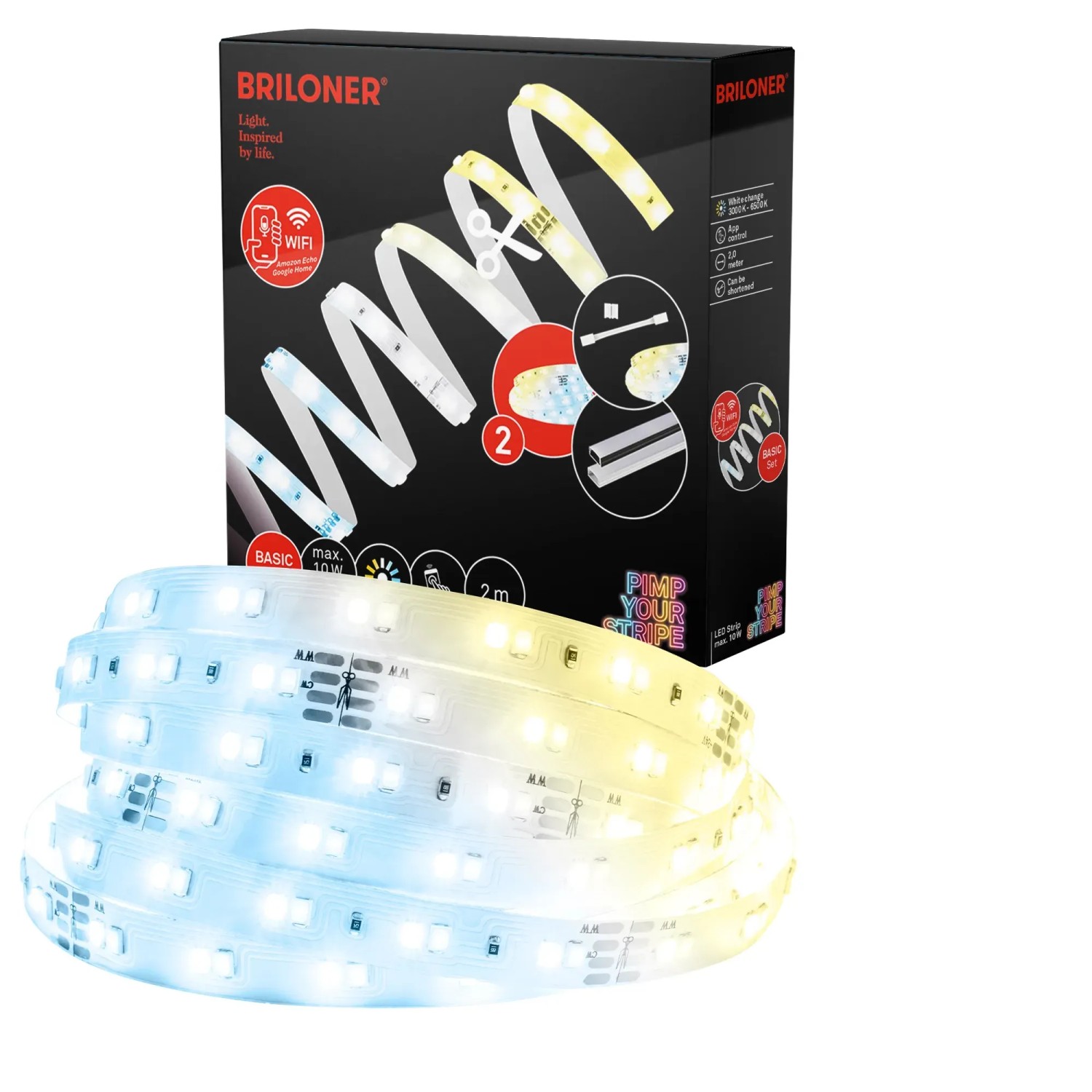 E-shop Briloner LED pásik samolepiaci Wifi, CCT, základná súprava, 224 diód, 2 m
