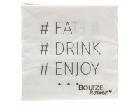 Boltze Papierové obrúsky Eat, Drink, Enjoy, čierna/biela, 20 ks