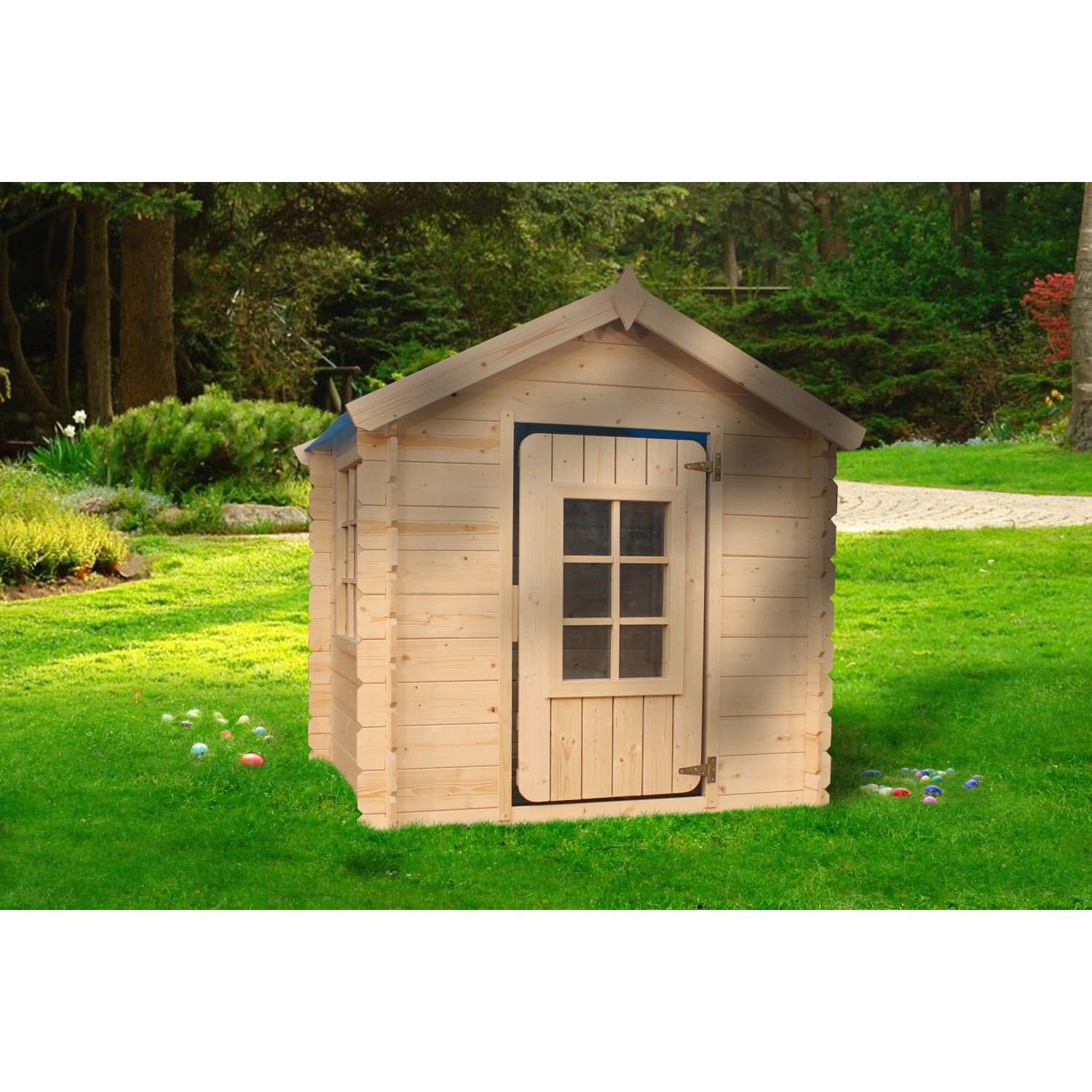E-shop Timbela Drevený domček pre deti M570Z-1 bez podlahy, 93 x 93 cm