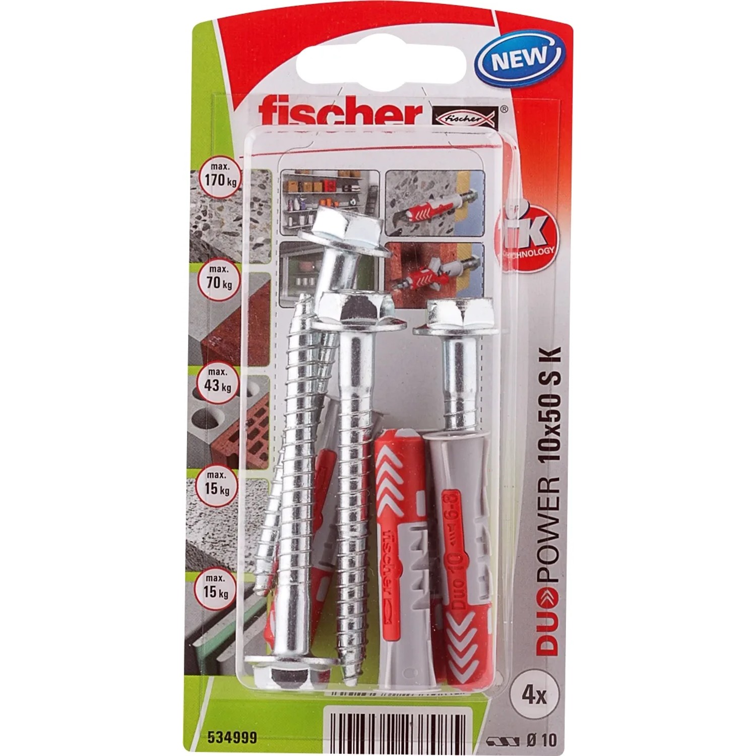 E-shop Fischer Hmoždinka DuoPower 10 x 50 S K NV, 4 ks