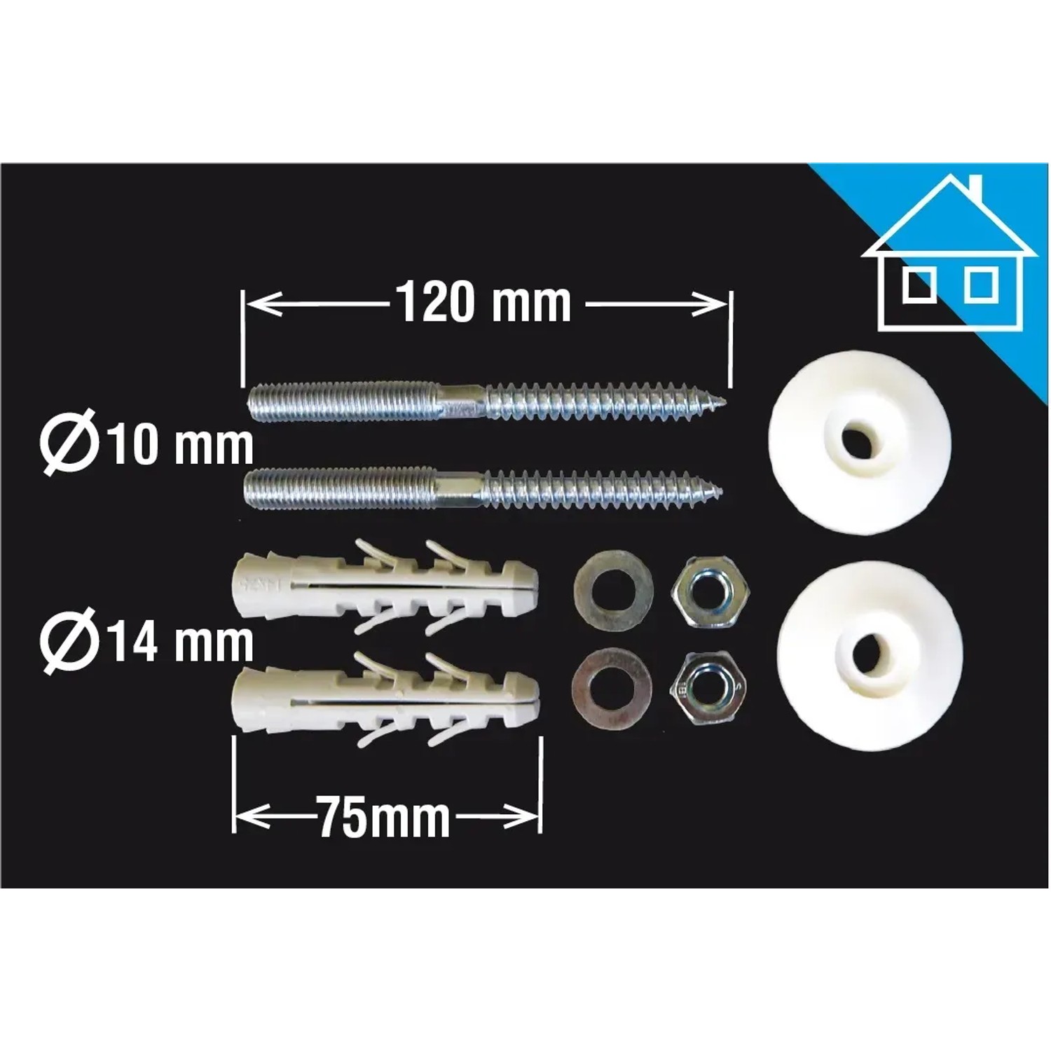E-shop Súprava skrutiek na uchytenie umývadla 10 x 120 mm, 2 ks
