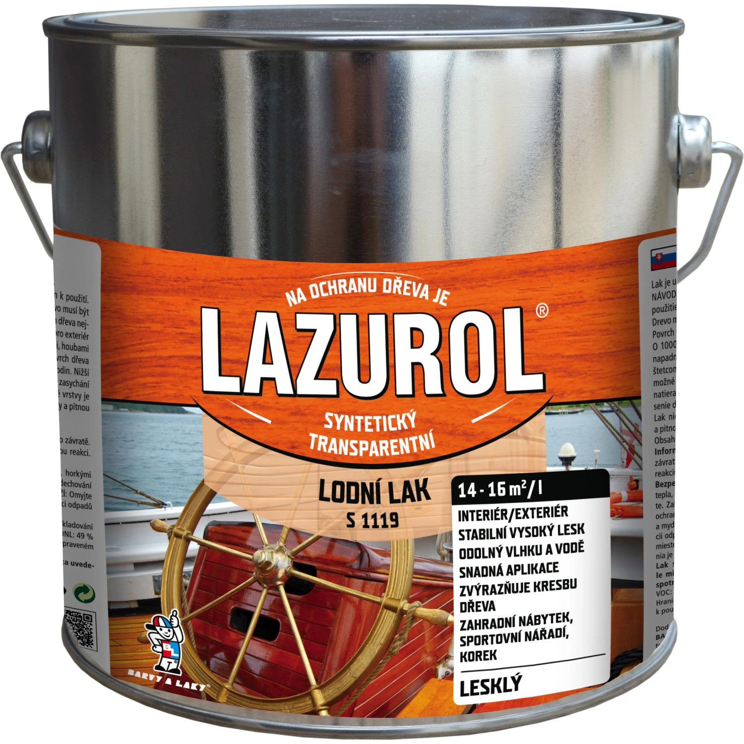 E-shop Lazurol Lodný lak S1119, 2,5 l bezfarebný lesklý