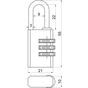 Richter Mosadzný kódový visiaci zámok RV120320, 55 x 21 mm