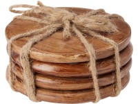 Koopman Drevené podtácky 10 x 1 cm, 4 ks