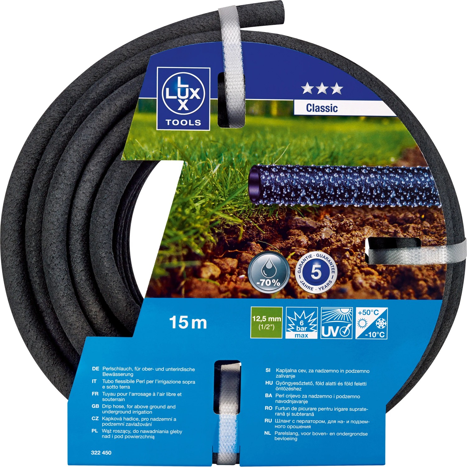 E-shop LUX-TOOLS Kvapkacia a priesaková hadica Classic 13 mm (1/2"), 15 m