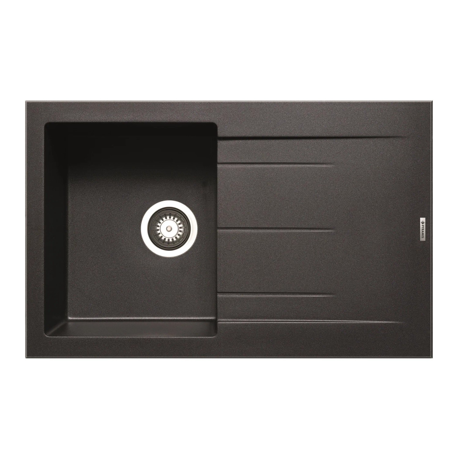 E-shop Pyramis Granitový drez s odkvapkávačom Athlos 1B 1D, carbon, 79 x 50 cm