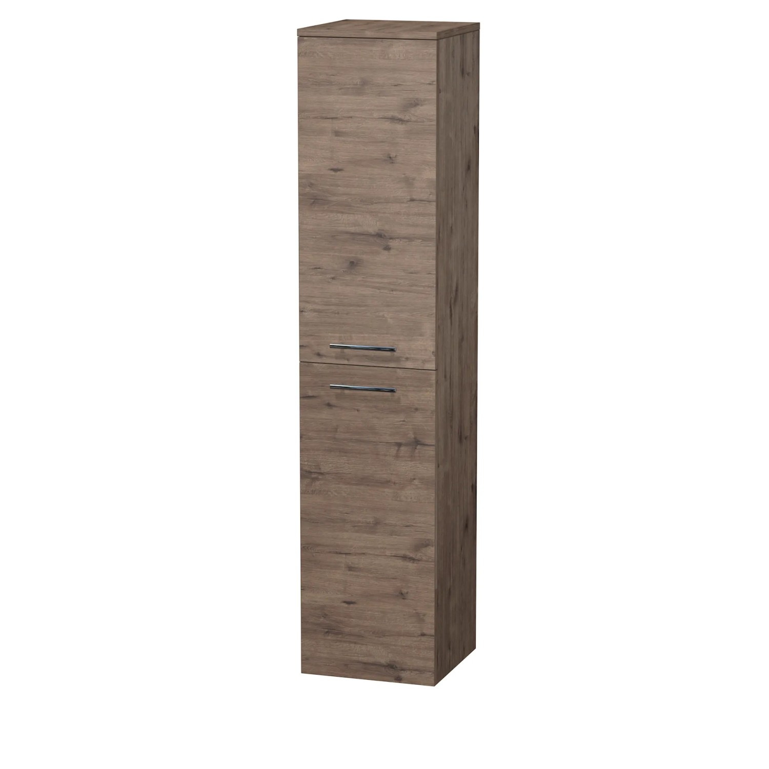 E-shop INTEDOOR Vysoká skriňa BEE, pravá, úchyt chróm, 2 dvere, š. 35cm, dub Wellington