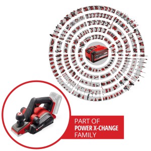 Akumulátorový hoblík Einhell TP-PL 18/3 v systéme Power X-Change, červeno-čierny.