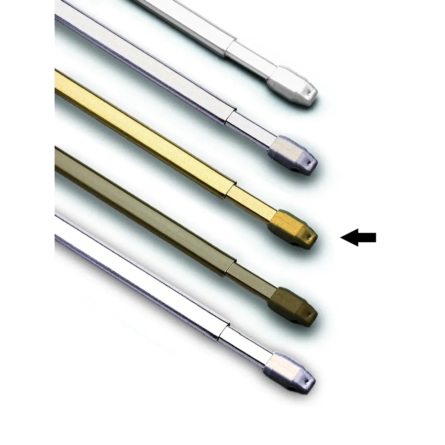 E-shop Gardinia Vitrážová tyč plochá pr. 11 mm, zlatá 40-70 cm