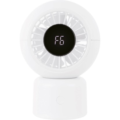 Bezdrôtový stolný ventilátor s LED displejom, biela, pr. 13 x 19 cm