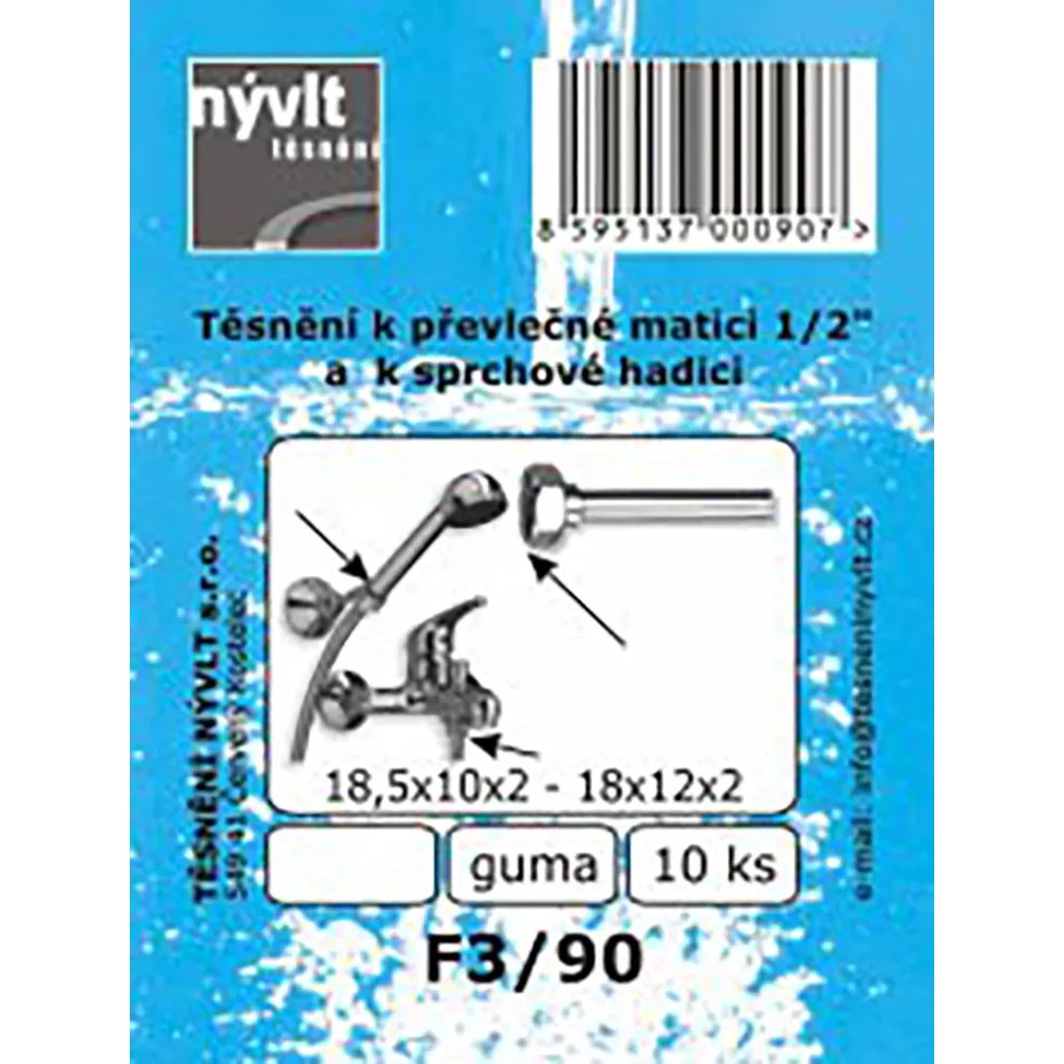 E-shop Súprava tesnení prezlečené matice 1/2 pryž, 10 ks