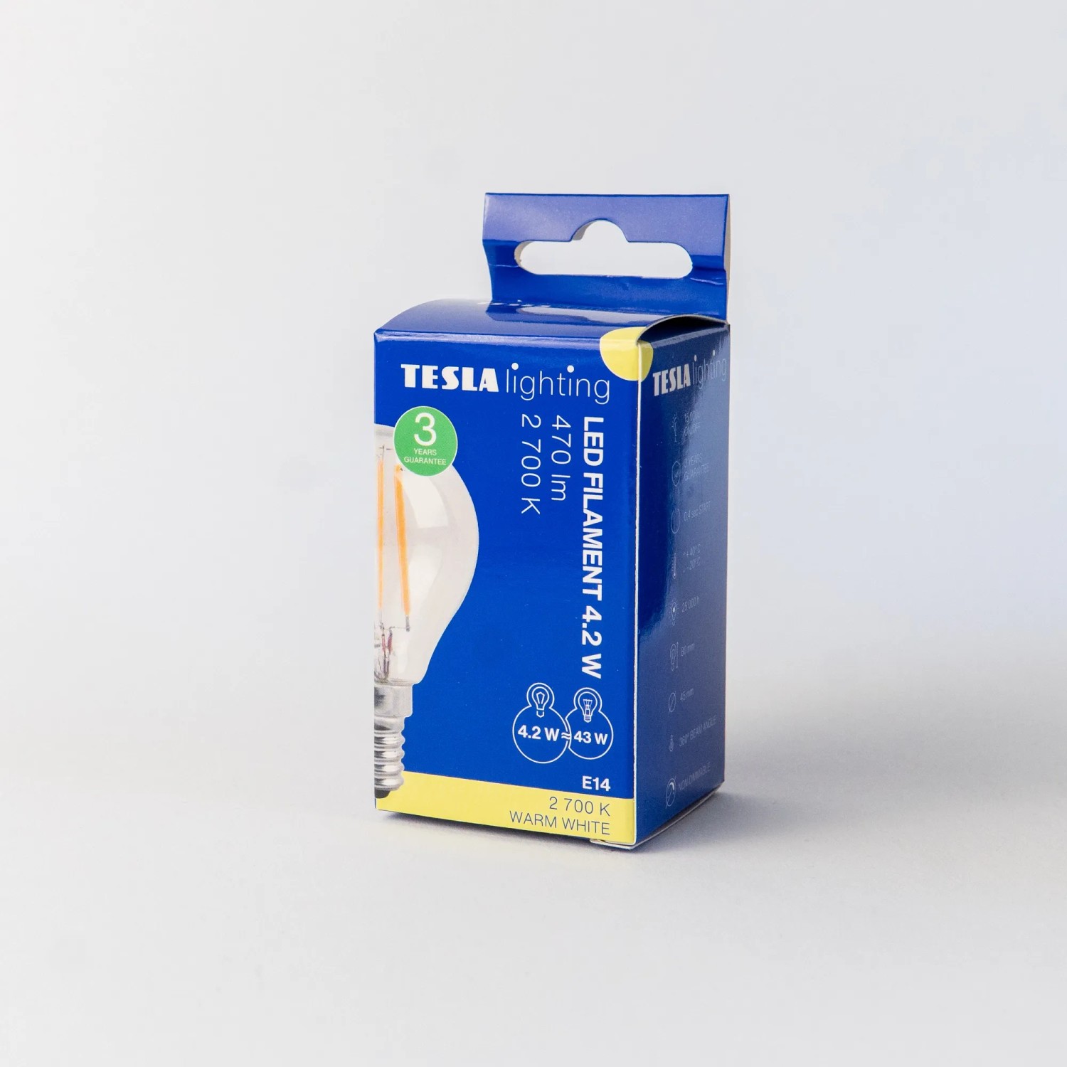 E-shop TESLA LED žiarovka Filament Retro G45, E14, 4,2W, 230V, 470 lm, 25 000 h, 2700 K