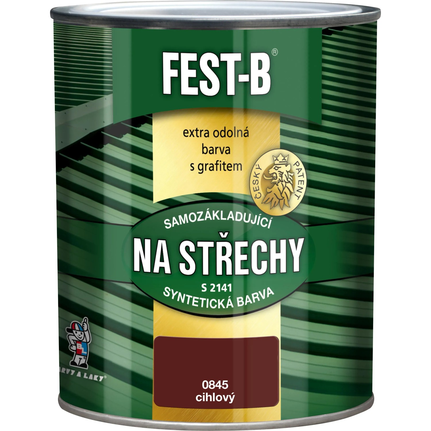 E-shop FEST-B Antikorózny náter na železo 2v1 na strechy S2141, 0845 tehlová, 800 g