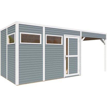 Bertilo Drevený domček na náradie Cubus 3 Lounge, svetlo sivá, 559 x 234 cm