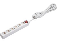 Zásuvková lišta 6 zásuvok s vypínačom biela 5 m Zásuvková lišta 6 zásuvok s vypínačom biela 5 m