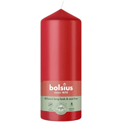 Bolsius Valcová sviečka Essentials, červená Delicate Red, pr. 5,8 x 15 cm
