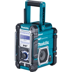 Akumulátorové staveniskové rádio Makita DMR112 s Bluetooth, DAB+, FM a USB portom.